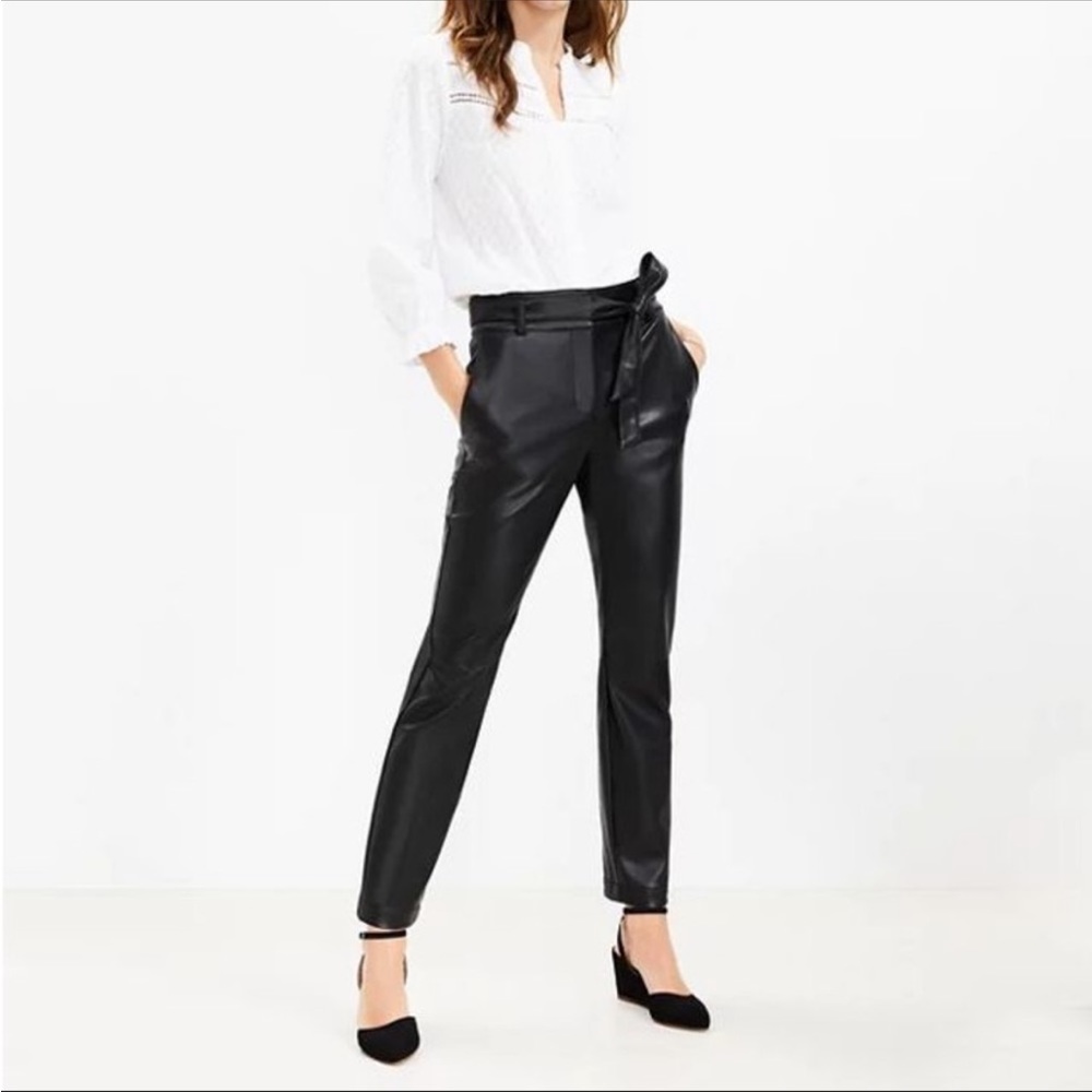 NWT LOFT Faux Leather Tie Ankle Pants Size 4